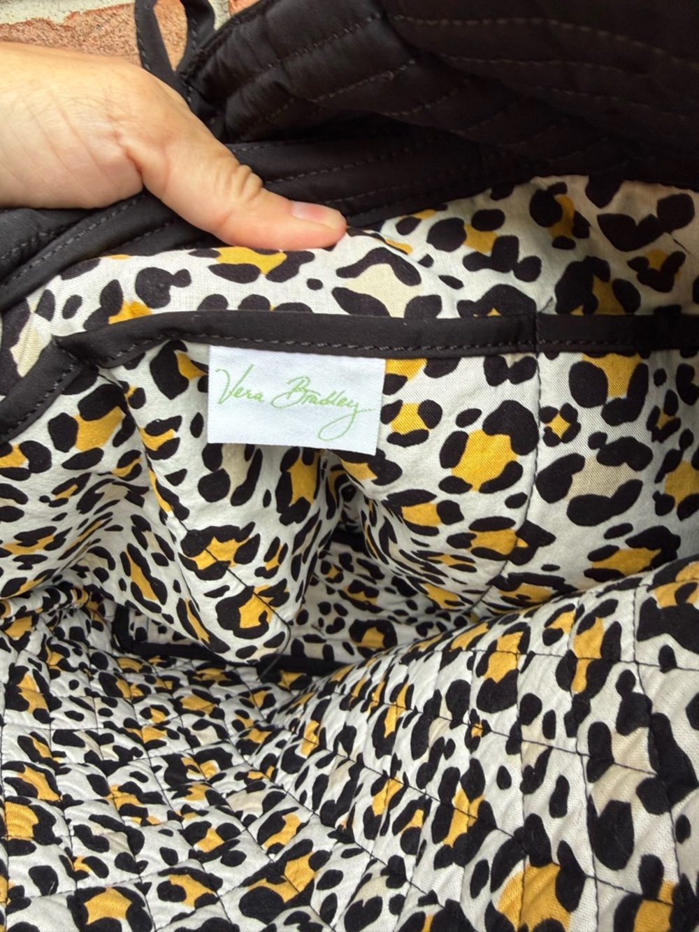 Vera Bradley Microfiber Quilted Tote Bag in black. Purse. - Picture 5 of 10